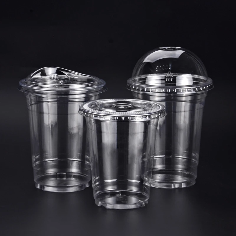 Clear Smoothies cup  Logo Custom Printed 90 95 98 Caliber Disposable Pet Plastic Boba Cup For coffee