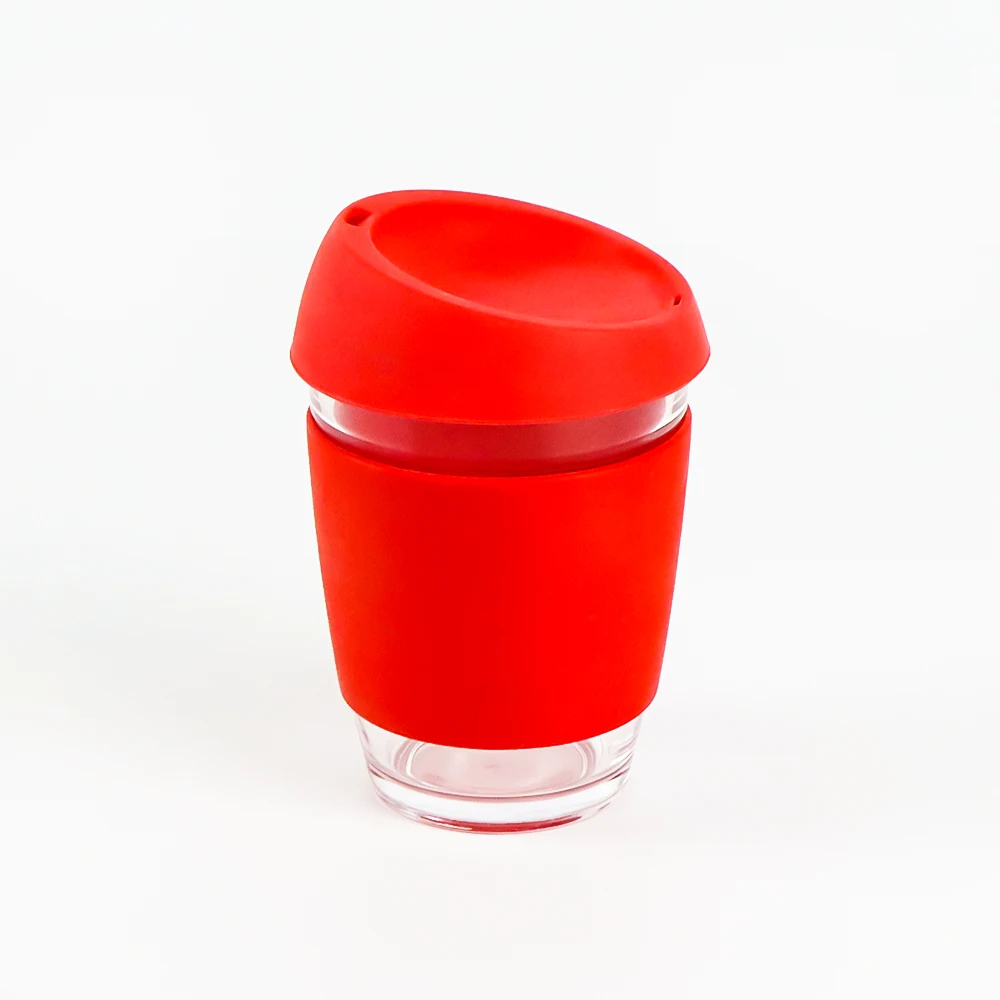 Eco Friendly Dust Prevention Cheap Reasonable Price Custom Silicone Glass Mug With Oblique Cover Reusable Coffee Cup With Lid