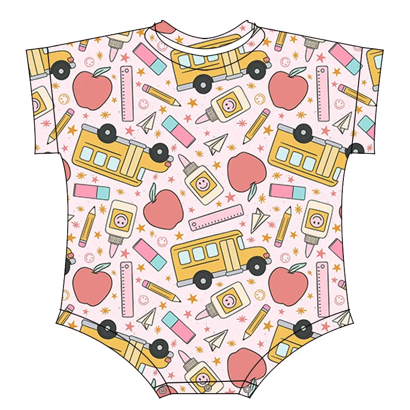 Wholesale Short Sleeve Girl Leotard Summer Autumn Round Neck Baby Romper Patchwork Design Kids Jumpsuit