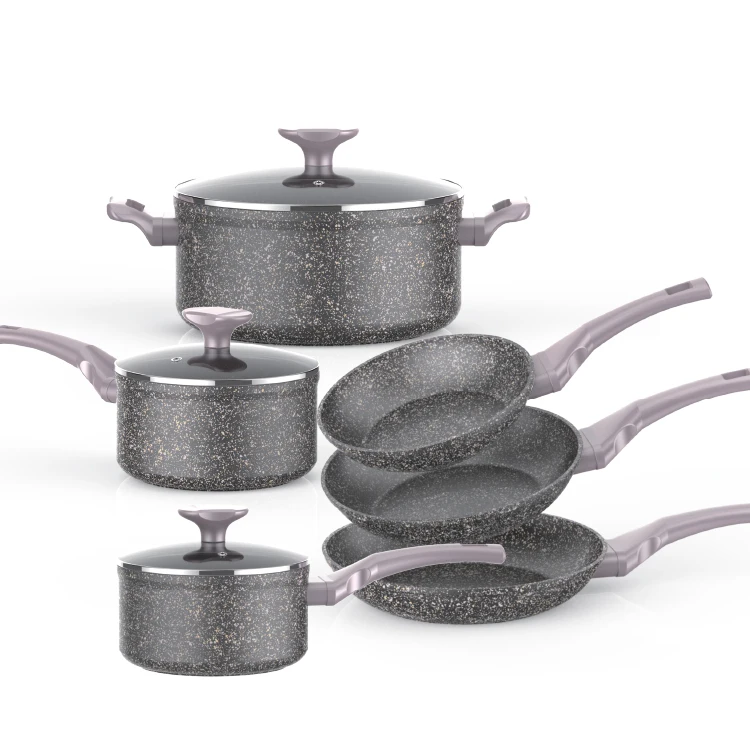 Custom cooking pots and pans aluminum 10 pcs non stick cookware sets saucepan cookware sets