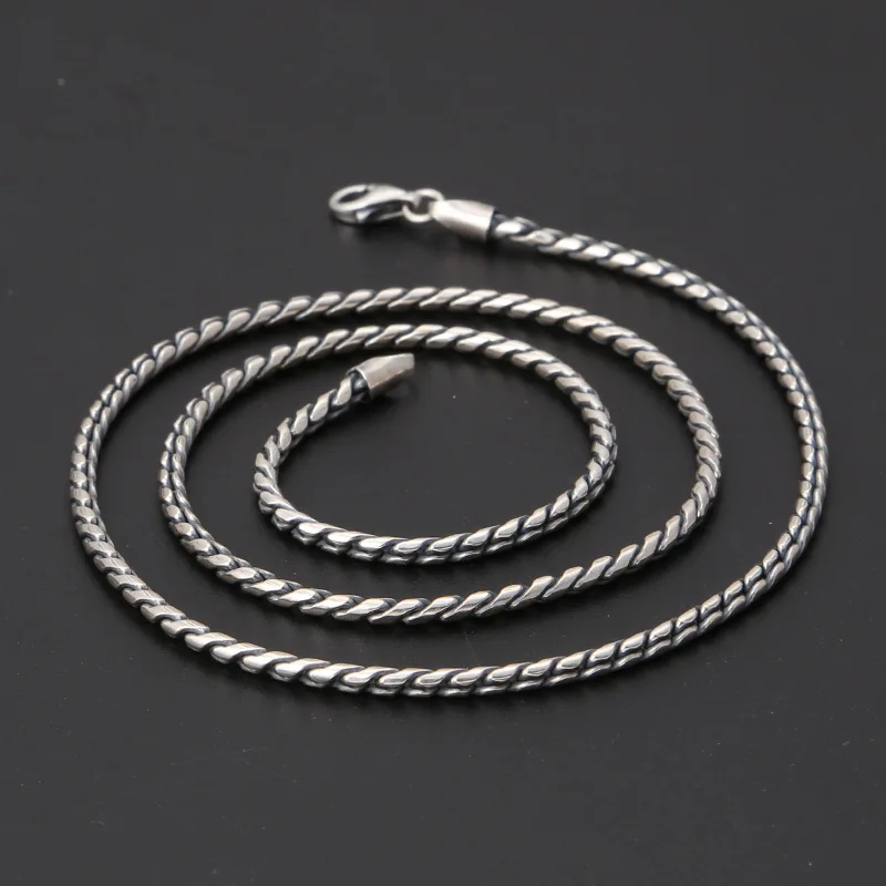 925 Sterling Silver Jewelry Handmade Braided Necklaces Sweater Chain For Men  Twists Chain Necklaces Jewelry