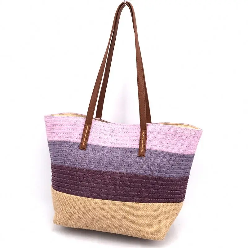 Factory customization women summer natural raffia straw bag rattan woven handbag woven straw bag