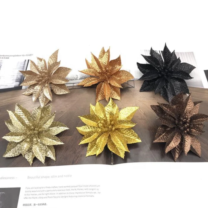 Wholesale Artificial Flower Manufacturers For Christmas Tree Holiday Decoration Poinsettias Artificial Flowers