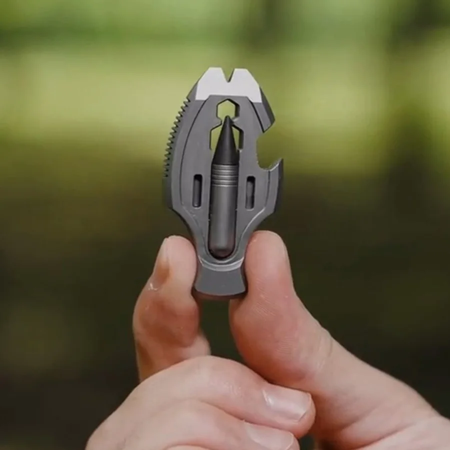 Titanium pry bar, multi-functional edc tool, coin size and light weight for daily carrying of mini key chains