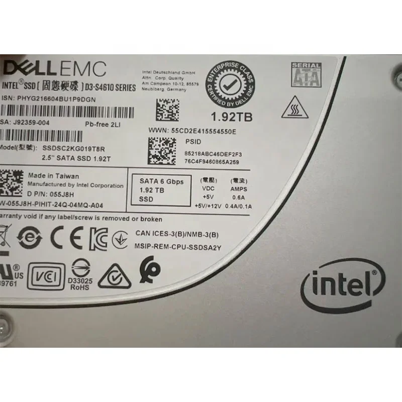 055J8H EMC S4610 1.92T SATA SSD 055J8H Warranty for 3 months