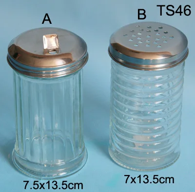 12 oz Glass Sugar Pourer with Side Flap Top Sugar Shaker with Stainless Steel Self-Closing Lid