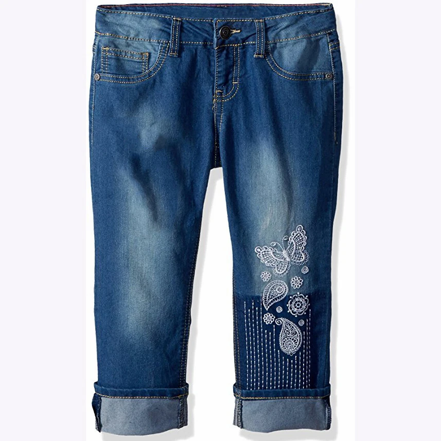 
Kids denim jeans back pocket embroidery 