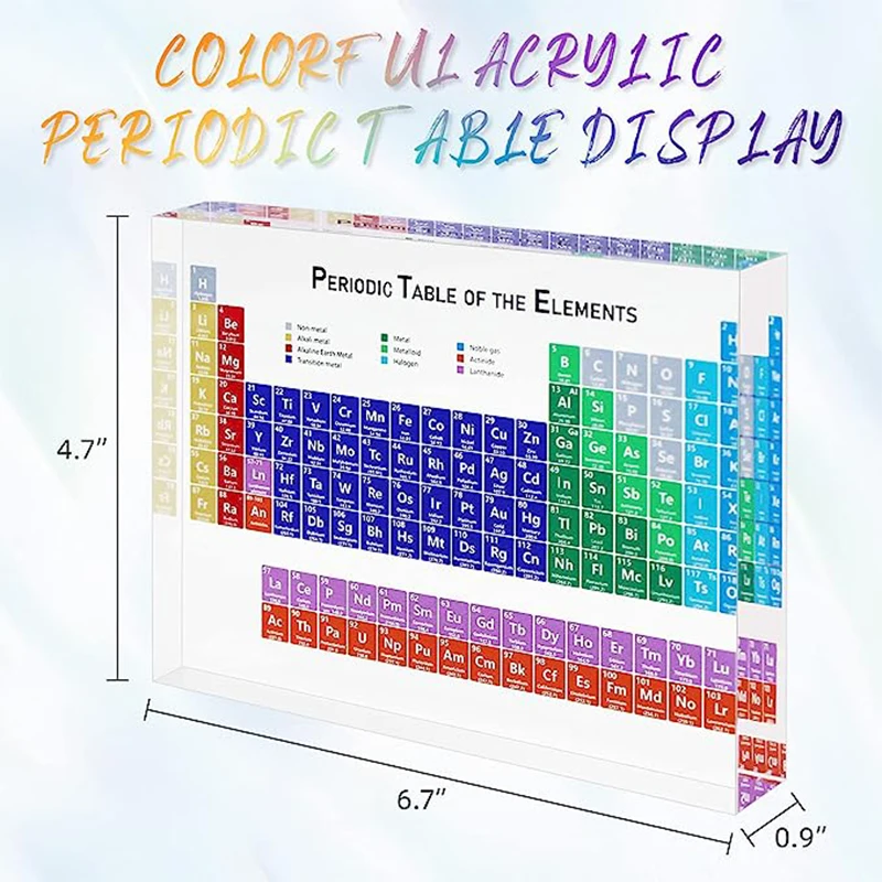 Clear Acrylic Periodic Table with Real Elements Display Chemistry Lovers Gift Home Use Acrylic Chemical Elements Tool