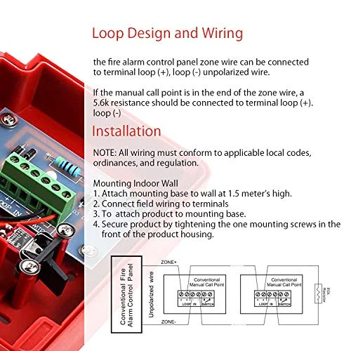 Fire Alarm Conventional Dual Action Manual Call Point Wired Emergency Pull Station