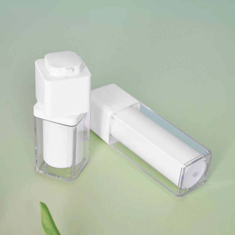 Square round white plastic acrylic lotion pe bottle 15ml 30ml 50ml airless pump bottle face cream jar set