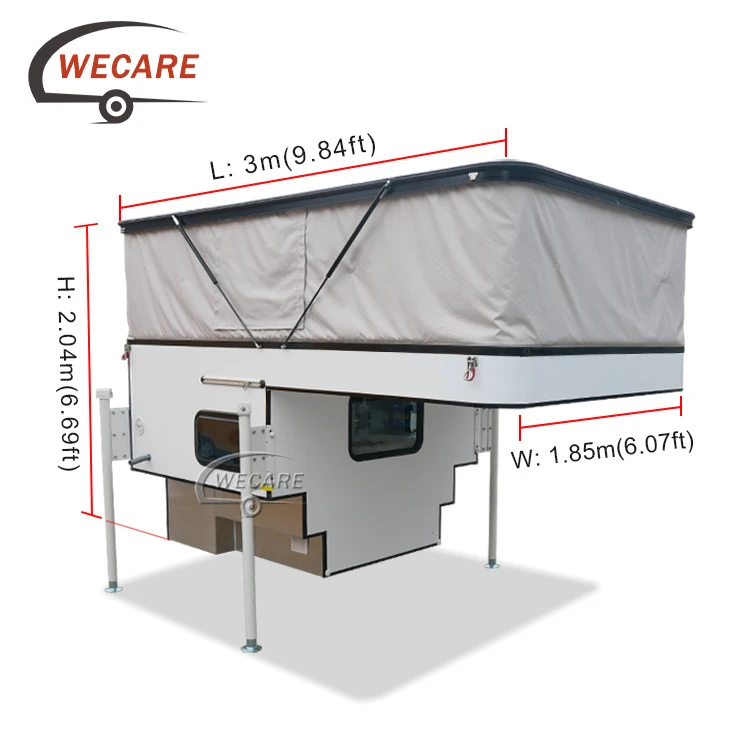 Wecare Small Camping Kitchen Pick Up Expedition Slide On Truck Camper 4*4 Truck Bed Camper For Pickup