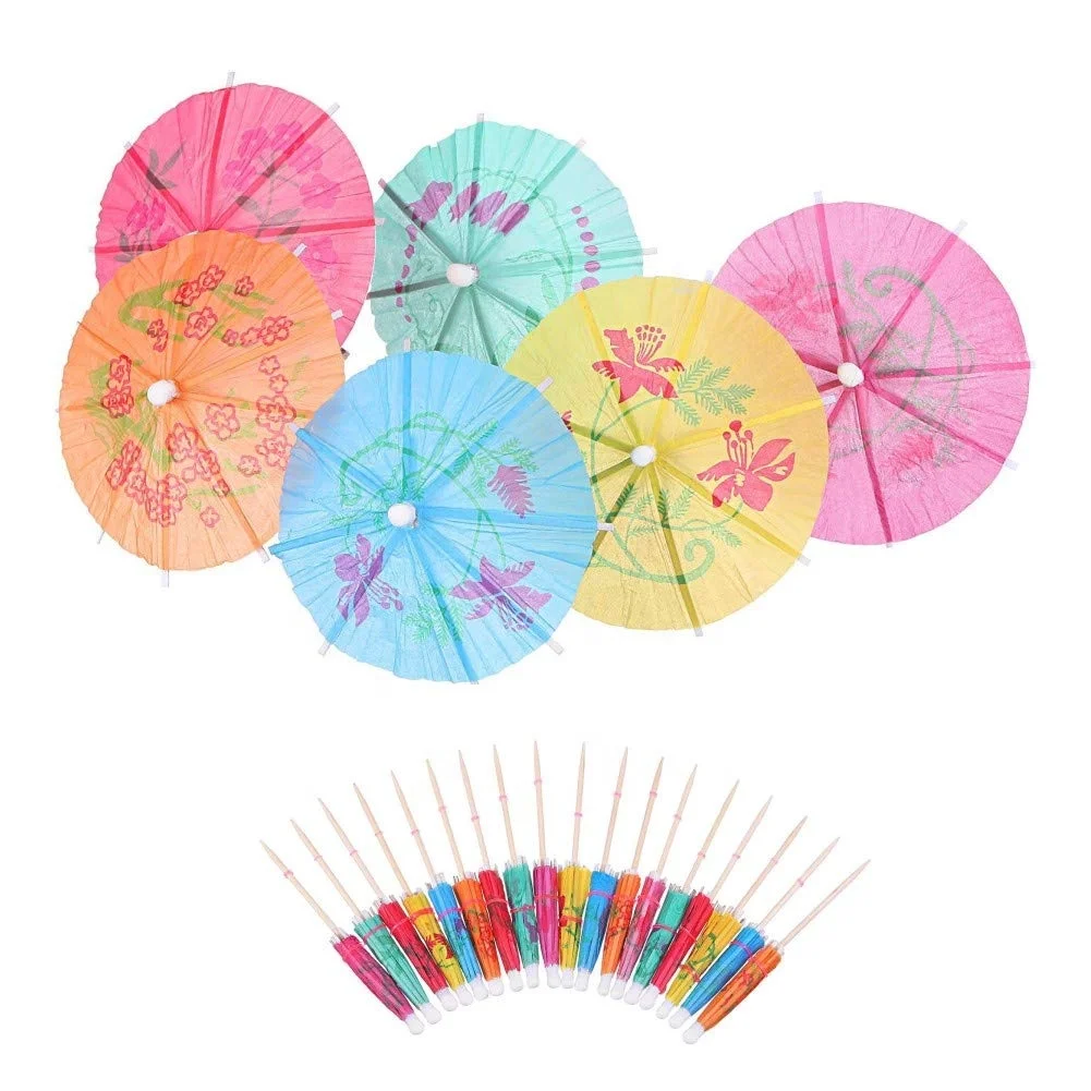 144 Pieces Umbrella Sticks Wedding Summer Party Food Drink Decorations Picks Cocktail