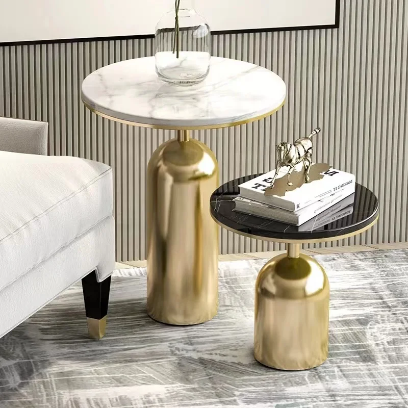 wholesale marble coffee table round High quality movable gold side table circular coffee shop marble top side table