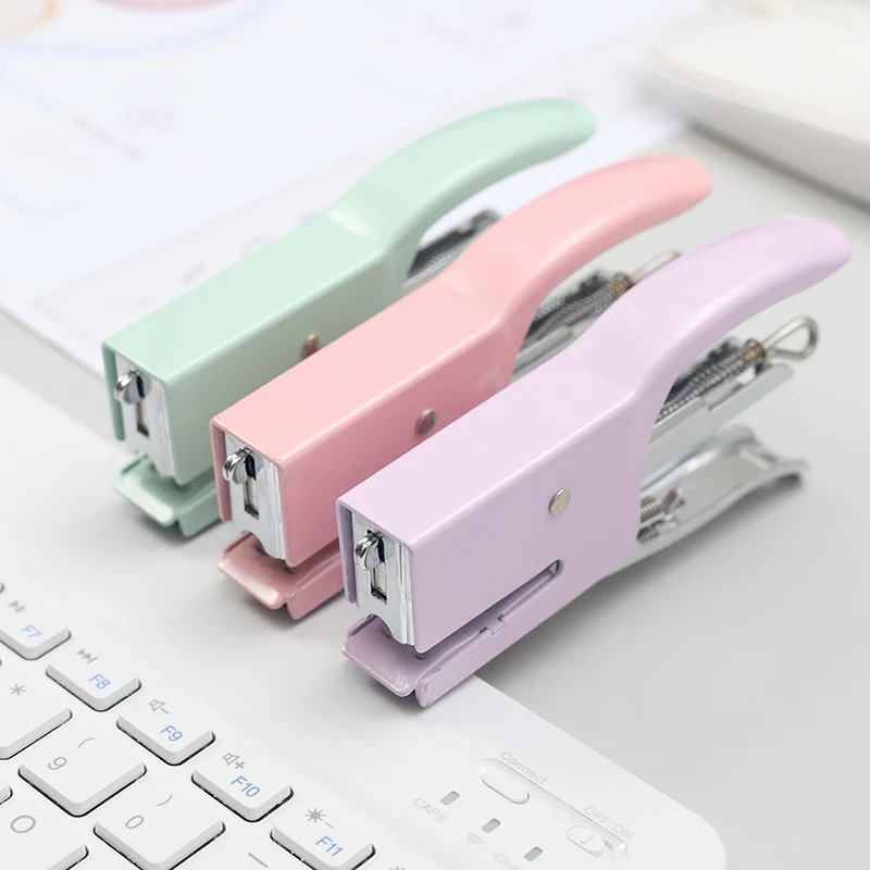 Macaron-colored metal hand-held stapler No. 10 labor-saving takeaway packaging and ordering machine small office stapler