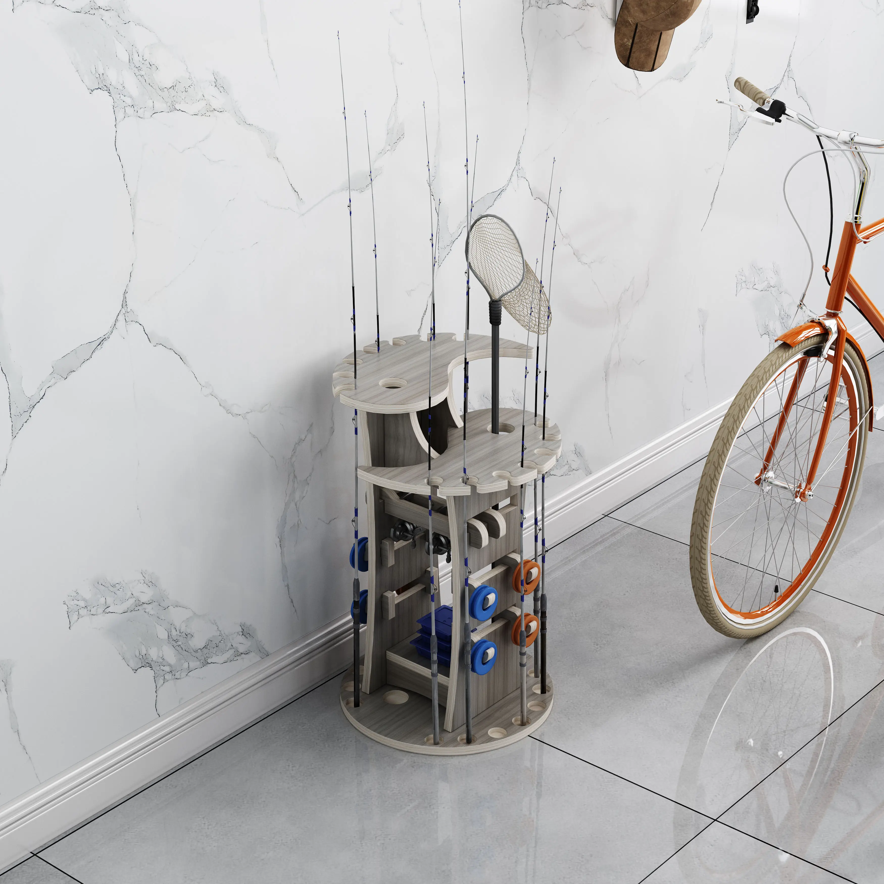 Дизайнерская мебель, регулируемые стойки для удочек, деревянные держатели для удочек, Современная стойка для удочек, легко собирается