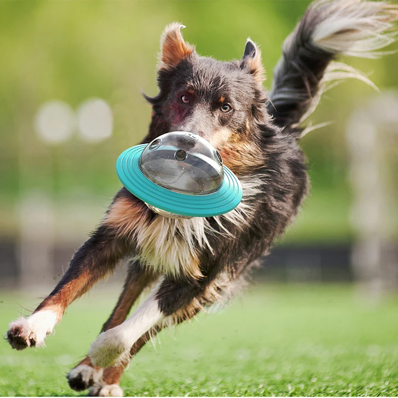 
Rubber Tpr Material Improve IQ Functions UFO Toys Training Food Dispensing Dog Puzzle Toys 