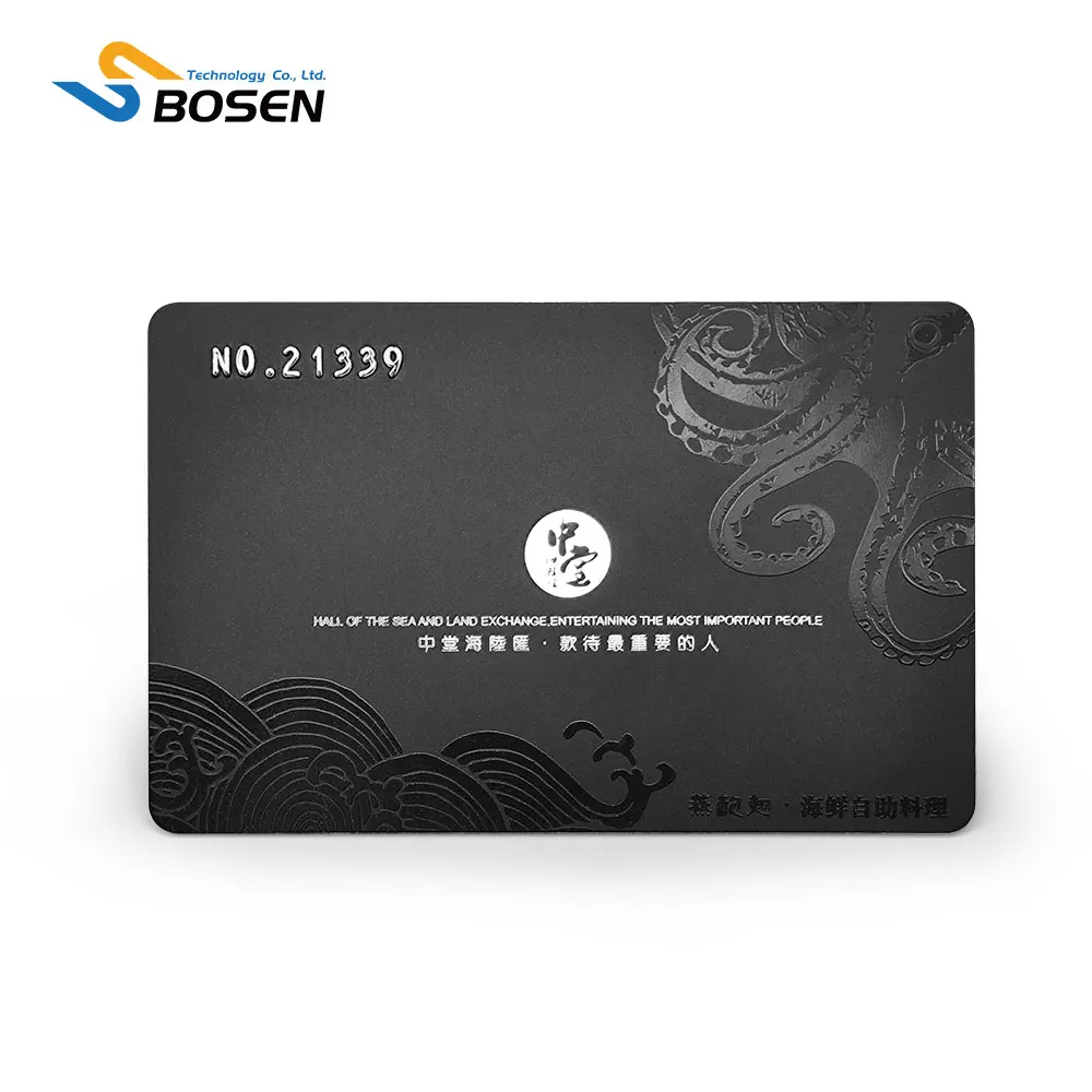 UV Spot Printed Black Plastic Material PVC Business VIP Membership Card
