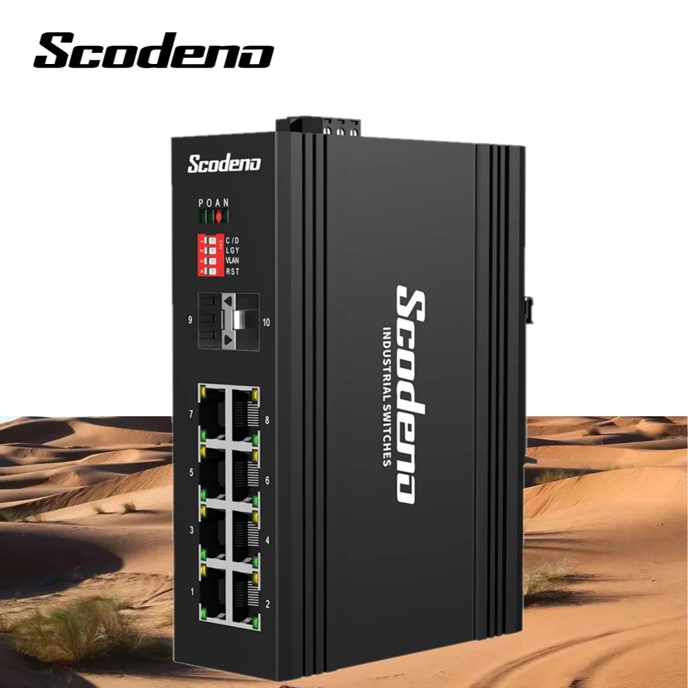  Лидер продаж 48 В постоянного тока 1000 м 2 SFP 8 PoE + сетевой коммутатор промышленного класса для наружного
