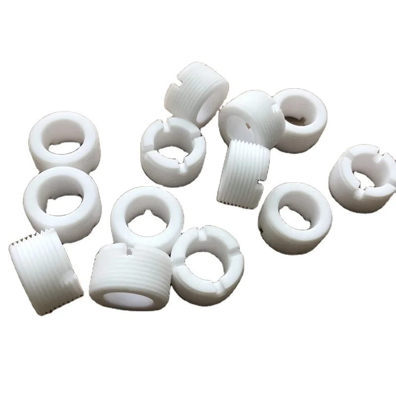 China Factory Supply White Pure PTFE Plastic Threaded Joint Screw Nuts