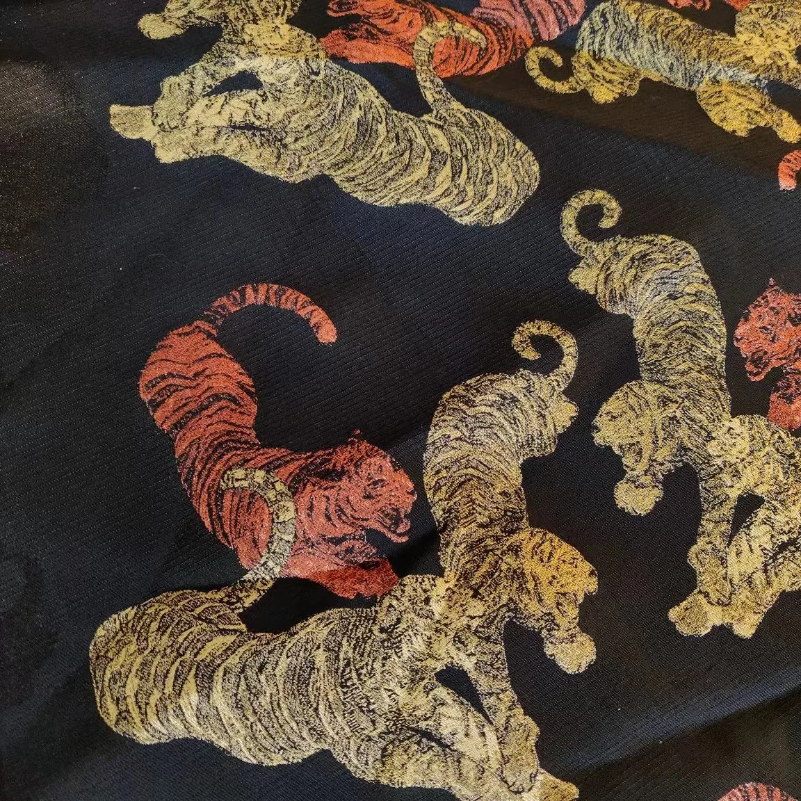 100% polyester tiger  pattern woven fabric multi colors for choice for women jacquard brocade fabric for women dress