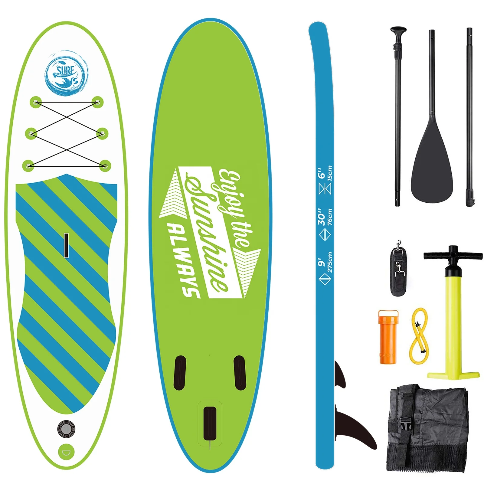 
2021 New Arrival Lady body greenn 9ft SUP Paddle Borad Inflatable for Touring 
