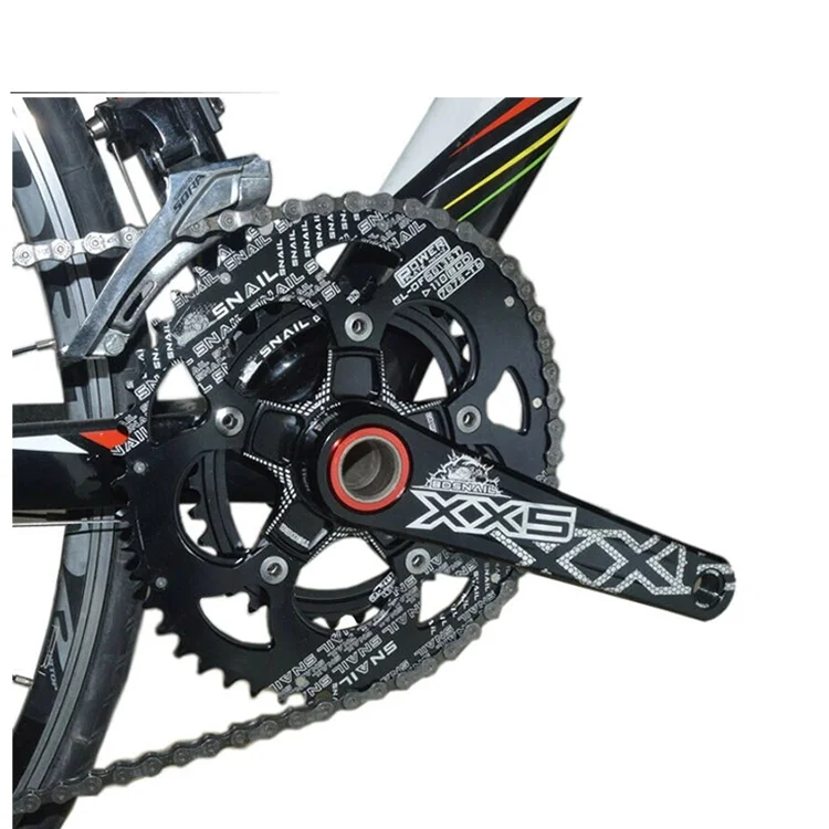 Snail bicycle crankset Dual disc integrated faster, black and silver color matching brighter bicycle crank chainwheel