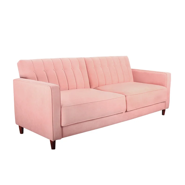custom storage pink sleeping couch bed futon convertible sofa cum bed folding living room furniture with wood frame