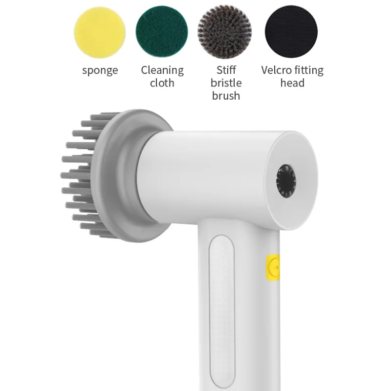 4-in-1 Rechargeable Magic Brush USB Battery Powered Electric Cleaning Spin Scrubber 3 Brush Heads Kitchen Bathroom Outdoor Use