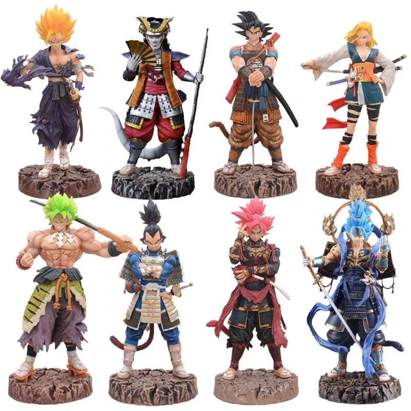 15 Styles 30cm Super Saiyan Dragon Anime Figure Samurai GK Sun Goku Vegeta Broly Gohan Frieza Standing Sword Hand Action Figures