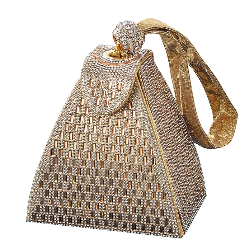 2021 New Pyramid Rhinestone Purse Clutch Geometry Wedding Purse  Evening Clutch Bag hand Bags For Ladies
