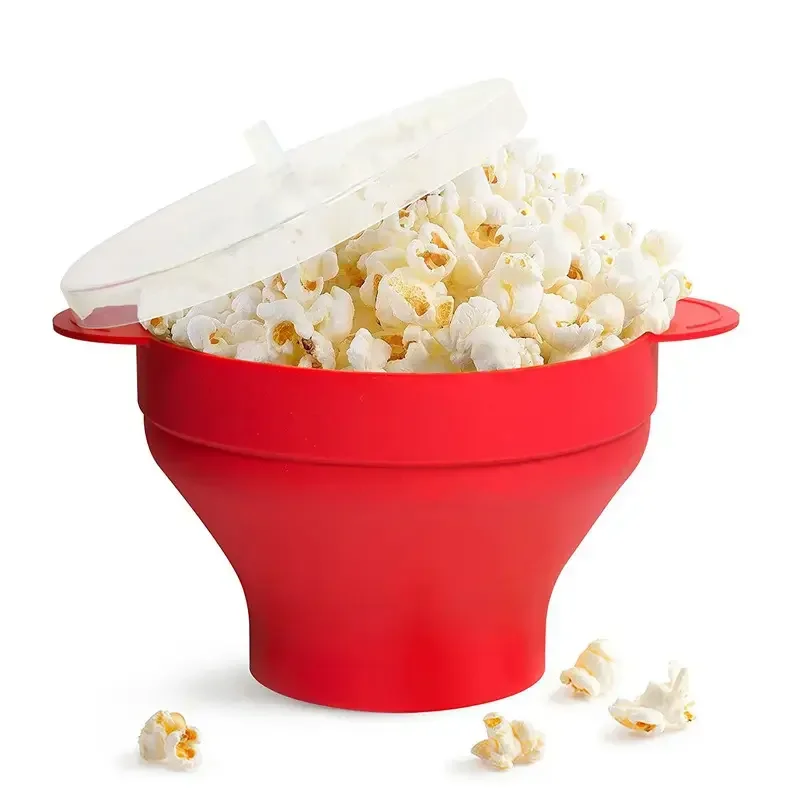 Custom Logo Home Dly Microwave Popcorn Maker Collapsible Hot Air Silicone Popcorn Popcorn Bowl Popper Bowl With Lid