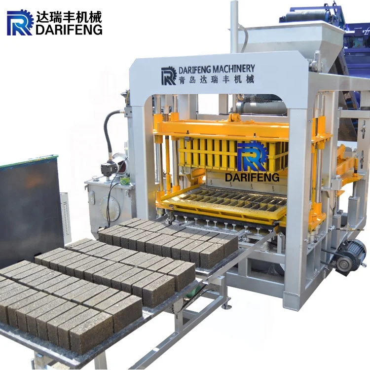 QT5-15 Full automatic concrete block interlocking solid fly ash brick factory garden brick making machinery