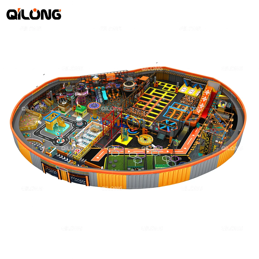 Kids Best Custom Made Commercial Kids Big Indoor Children Trampoline Park with Ninja Warrior Course Adult Playground Equipment