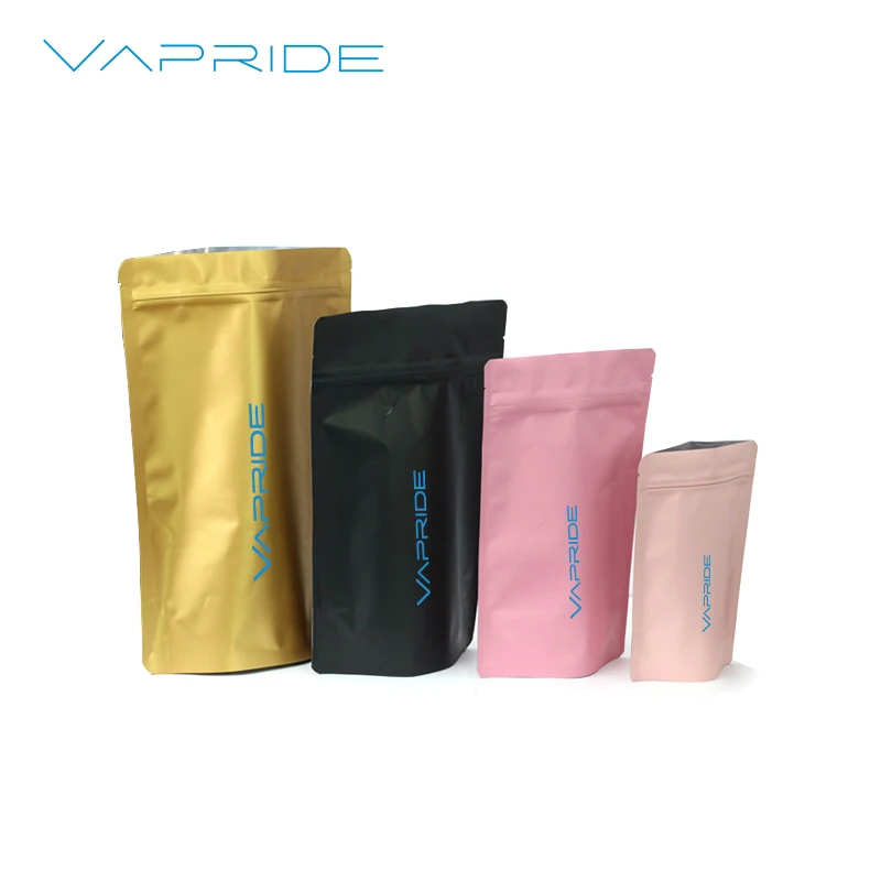Small Batch Customization Plastic Packing Bag Aluminum Matte Foil Zipper Freestanding Coffee Bag With Valve