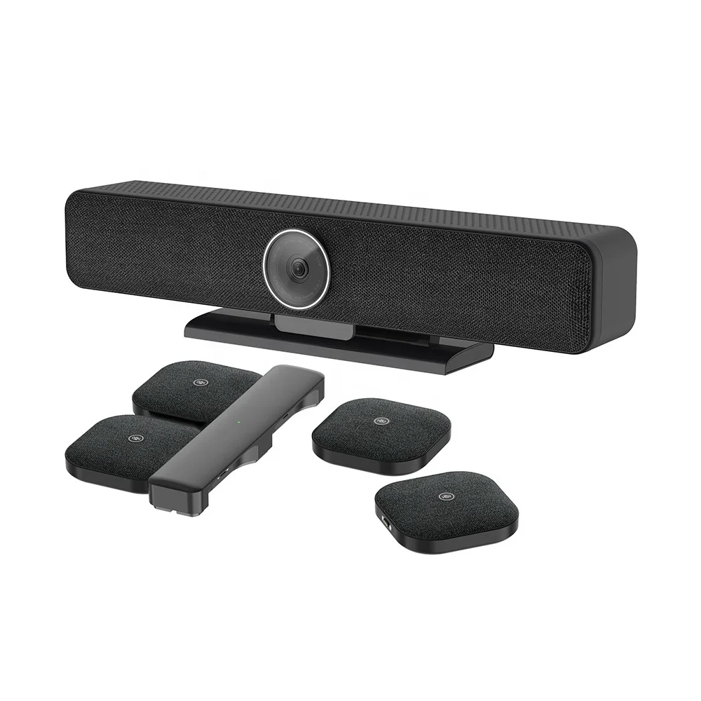 New Generation 4K Video Conference Soundbar with 4 Wireless Extension Microphones Designed for Medium Rooms Video Collaboration