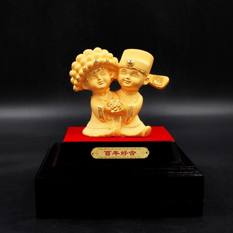 24K Gold Plated Wedding Bride and Groom Statue Everlasting Love Perfect Gift for Wedding With Custom Shape and Logo