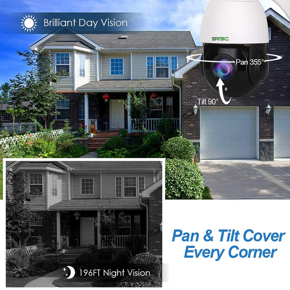 SV3C H.264 Wireless 1080P HD 20x Optical Zoom Waterproof Outdoor Dome Wifi PTZ IP CCTV Security Camera