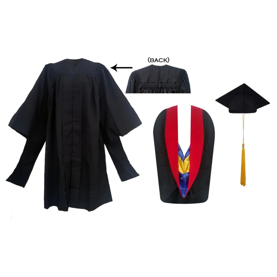 Wholesale Matte Unisex Deluxe Bachelor Graduation Gown and Cap Academy Graduation Hood Suit Graduation Robe Masters Cap and Gown