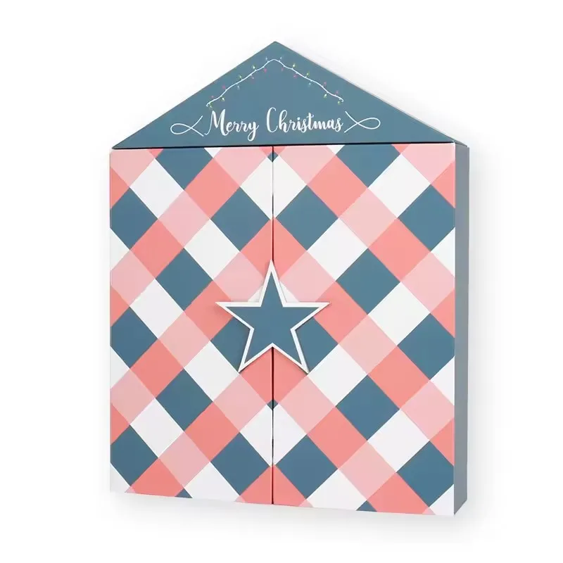 Custom Advent Calendar Children Christmas Toy box Packaging Gift Boxes Magnetic Double Door Empty Advent Calendar With Roof