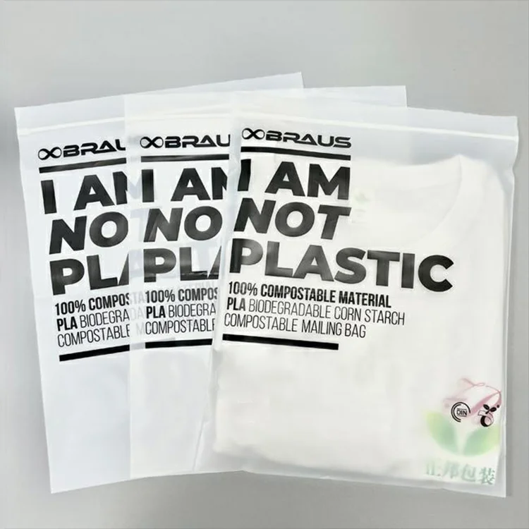 compostable garment  bag corn starch PLA clear  plastic  poly bag biodegradable packaging eco-friendly compostible garment bag