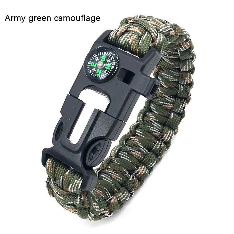 Seven-core Woven 5-in-1  Compass Hand Rope Outdoor Mountaineering Camping Emergency Survival Bracelet