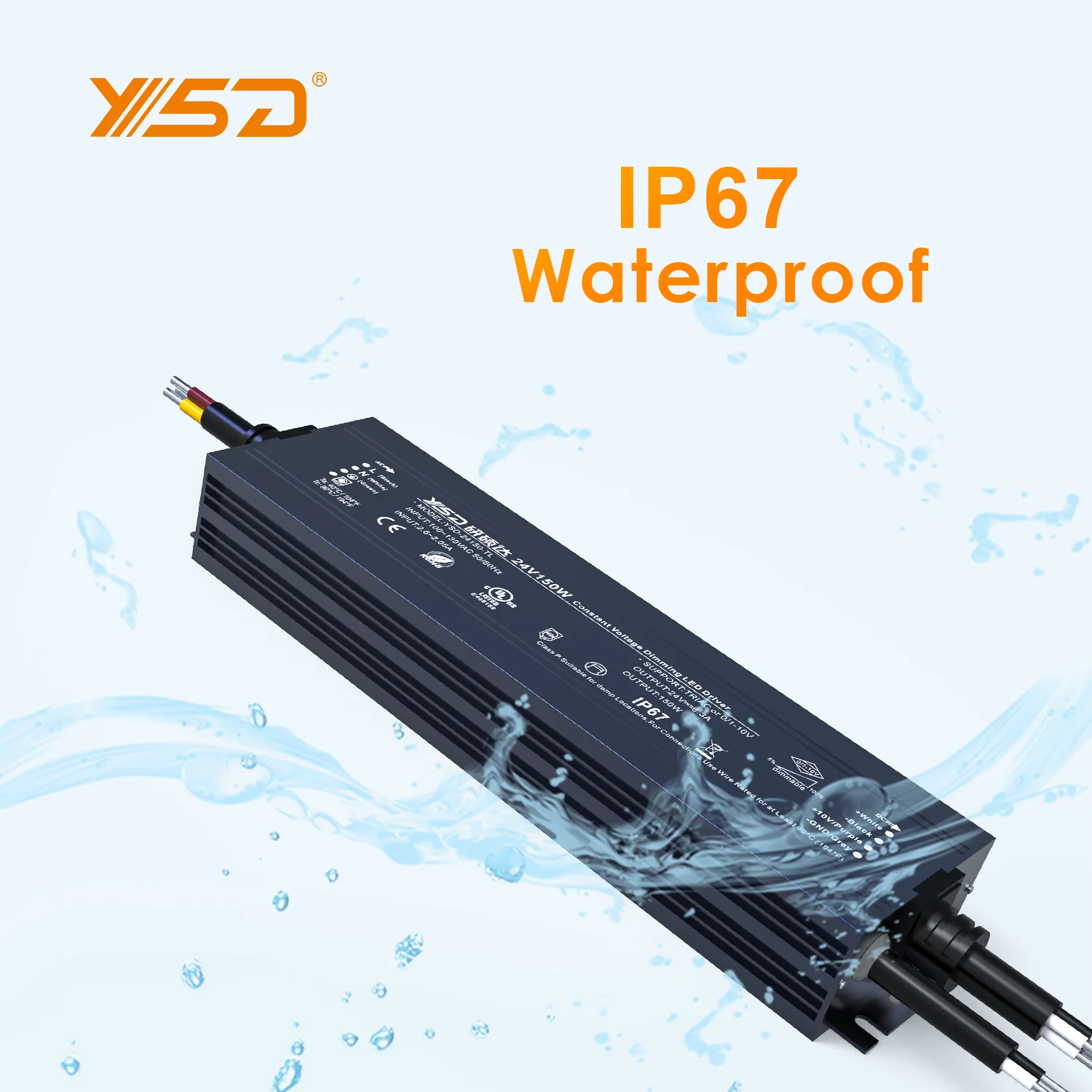 5 years warranty Triac 0-10v 5 in 1 Dimmable LED Driver IP67 led power supply 100W 200W 300W dc 24v 12v led driver for led light