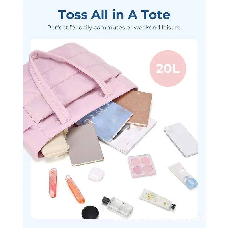 Customized Logo Image Large Personalized Luxury Quilted Handbag Puffer Beach Bag Gift Puffy Tote Bag For Women With Pocket