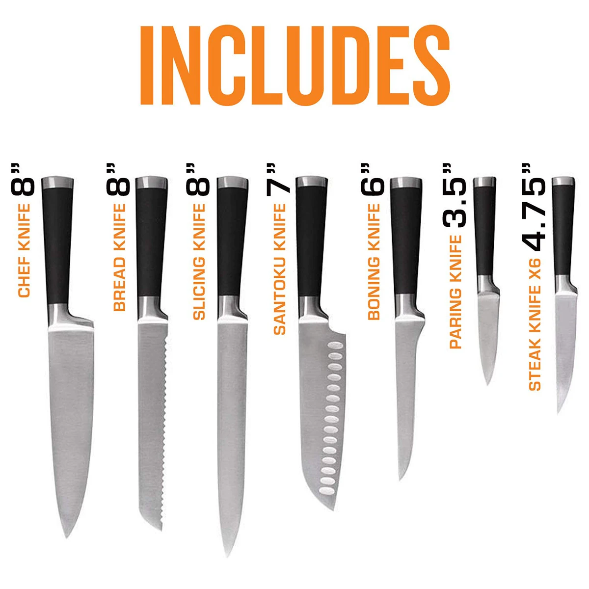 2023 Stainless Steel Knife Sets Sustainable Color Box Any Color Can Be Available 15 Pieces Kitchen Knife Set With Block Wooden