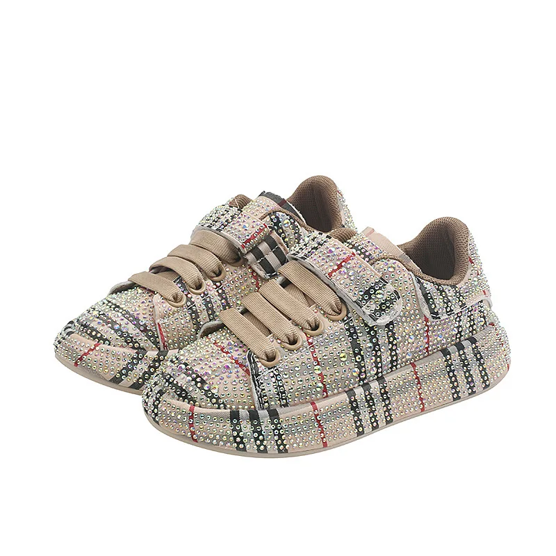 Unisex-Child Rhinestone Bling Skate Sneakers Alternate Closure School Walking Sport Shoes for Toddler Little Big Kids Boys Girls