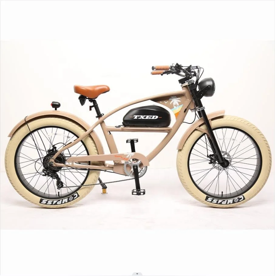TXED chopper vintage rear hub motor adult e bicycle ebike 26 inch retro 48v electric fat tire beach cruiser bike