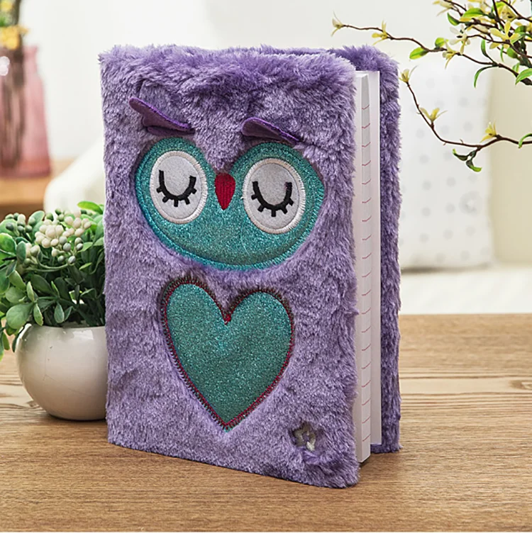 Promotional Children Girl Birthday Gift Set Beautiful Cute Plush Cover Unicorn School Hardcover Notebook