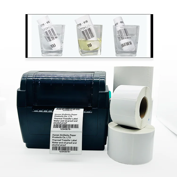 Custom Size White Sticker Matt or Glossy Thermal Synthetic PP Polypropylene Adhesive Paper Film Freezer Grade Barcode Food Label