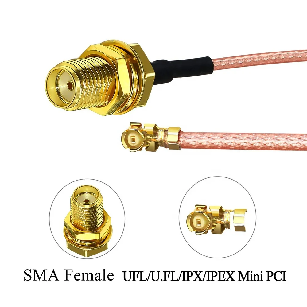 20cm Long Waterpoof SMA Female To Ipx Ipex Ufl U.Fl Connector With RG178 Coax Jumper Cable