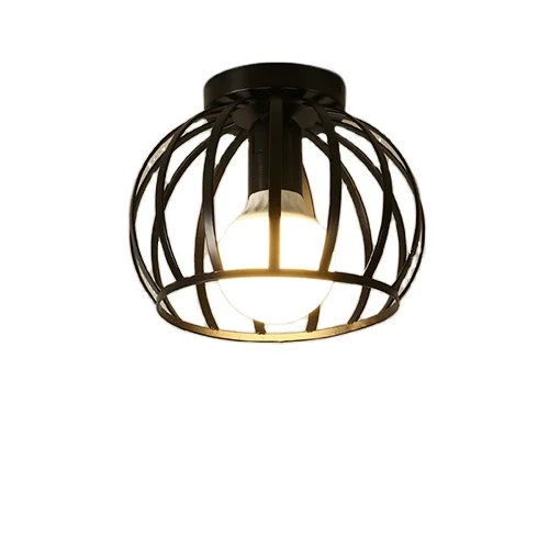Hot Sell Vantage Industrial Style E27 Socket Metal Black Cage Ceiling Light